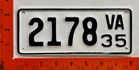 1935 Virginia #2178 Motorcycle License Plate (Repaint)