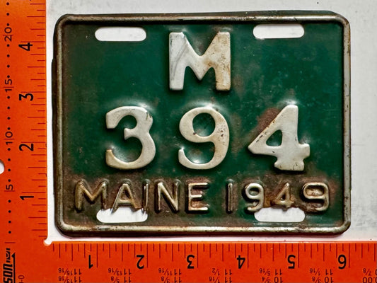 1949 Maine #M/394 Motorcycle License Plate