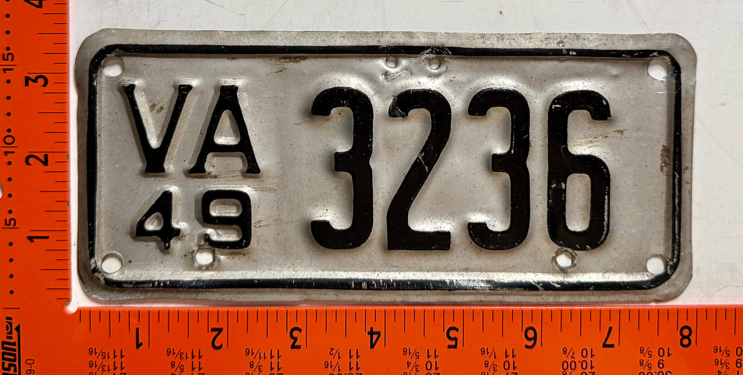 1949 Virginia #3235 Motorcycle License Plate