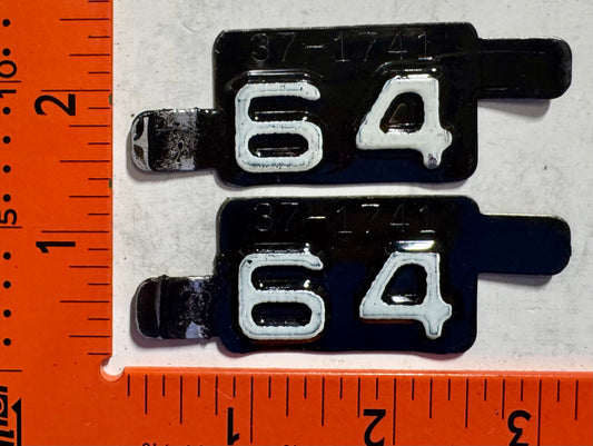 1964 Montana #37-1741 Passenger License Plate Date Tab PAIR
