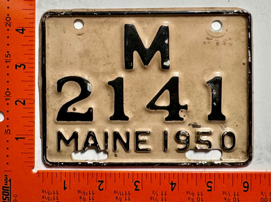 1950 Maine #M/2141 Motorcycle License Plate