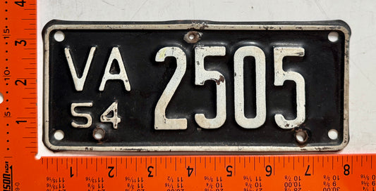 1954 Virginia #2505 Motorcycle License Plate