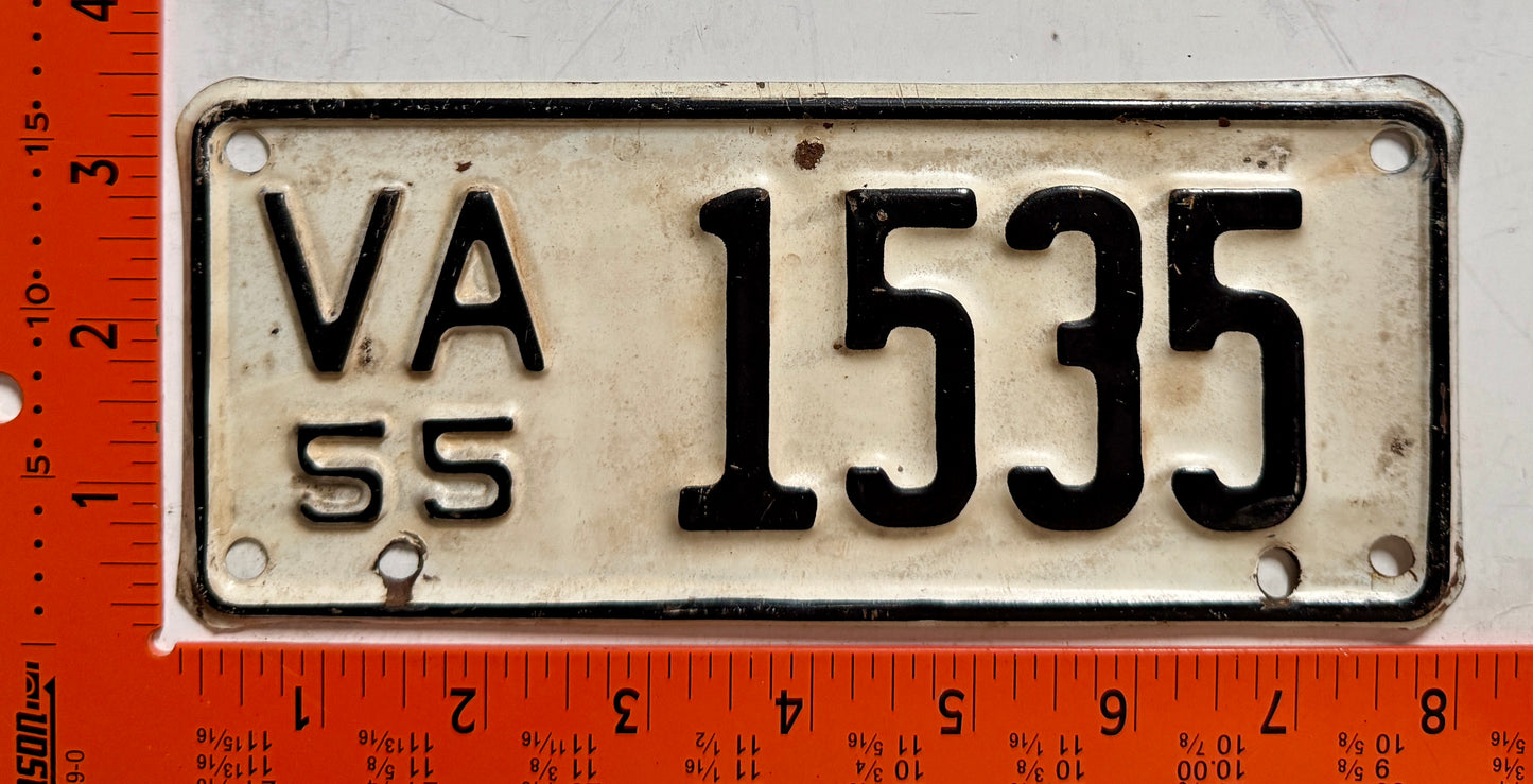 1955 Virginia #1535 Motorcycle License Plate