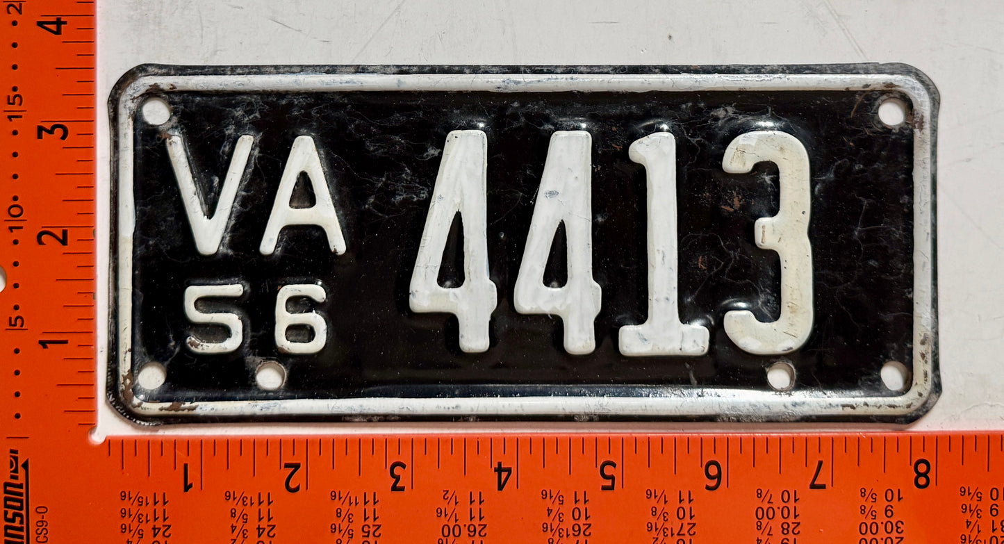 1956 Virginia #4413 Motorcycle License Plate