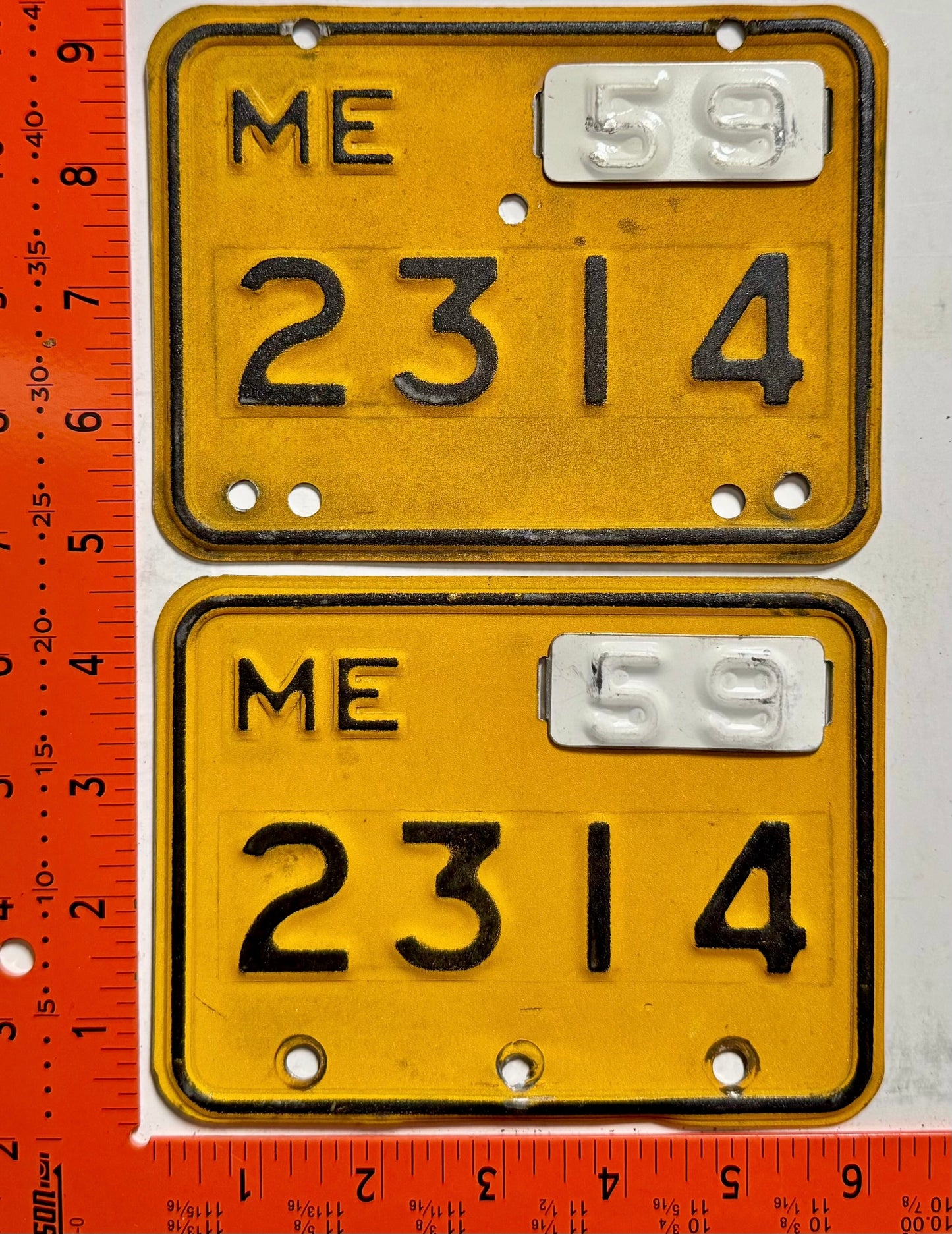 1959 Maine #2314 Motorcycle License Plate PAIR