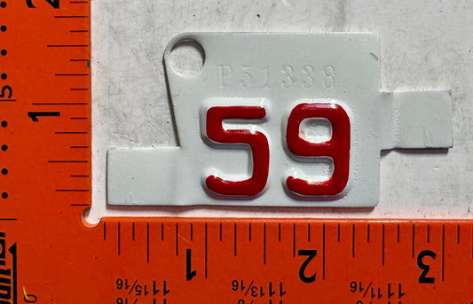 1959 Alaska #P51338 Passenger License Plate Date Tab (Repaint)