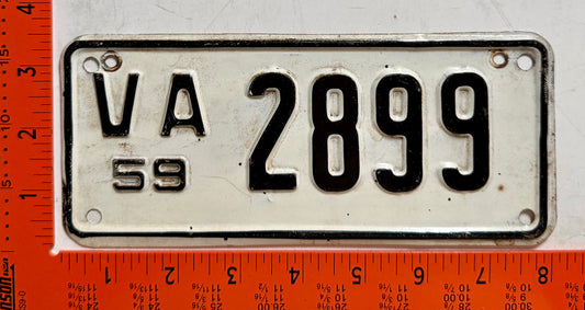 1959 Virginia #2899 Motorcycle License Plate