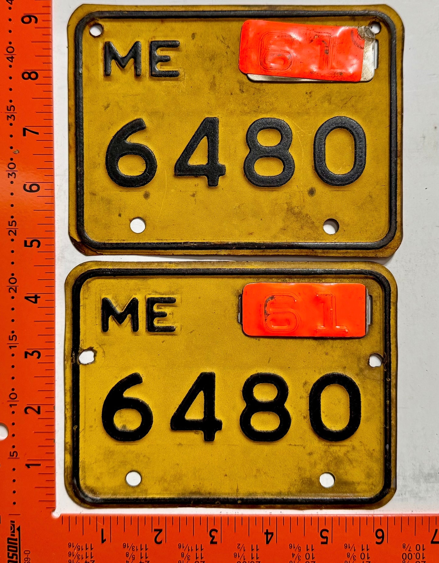 1961 Maine #6480 Motorcycle License Plate PAIR