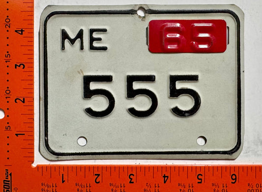 1965 Maine #555 Motorcycle License Plate