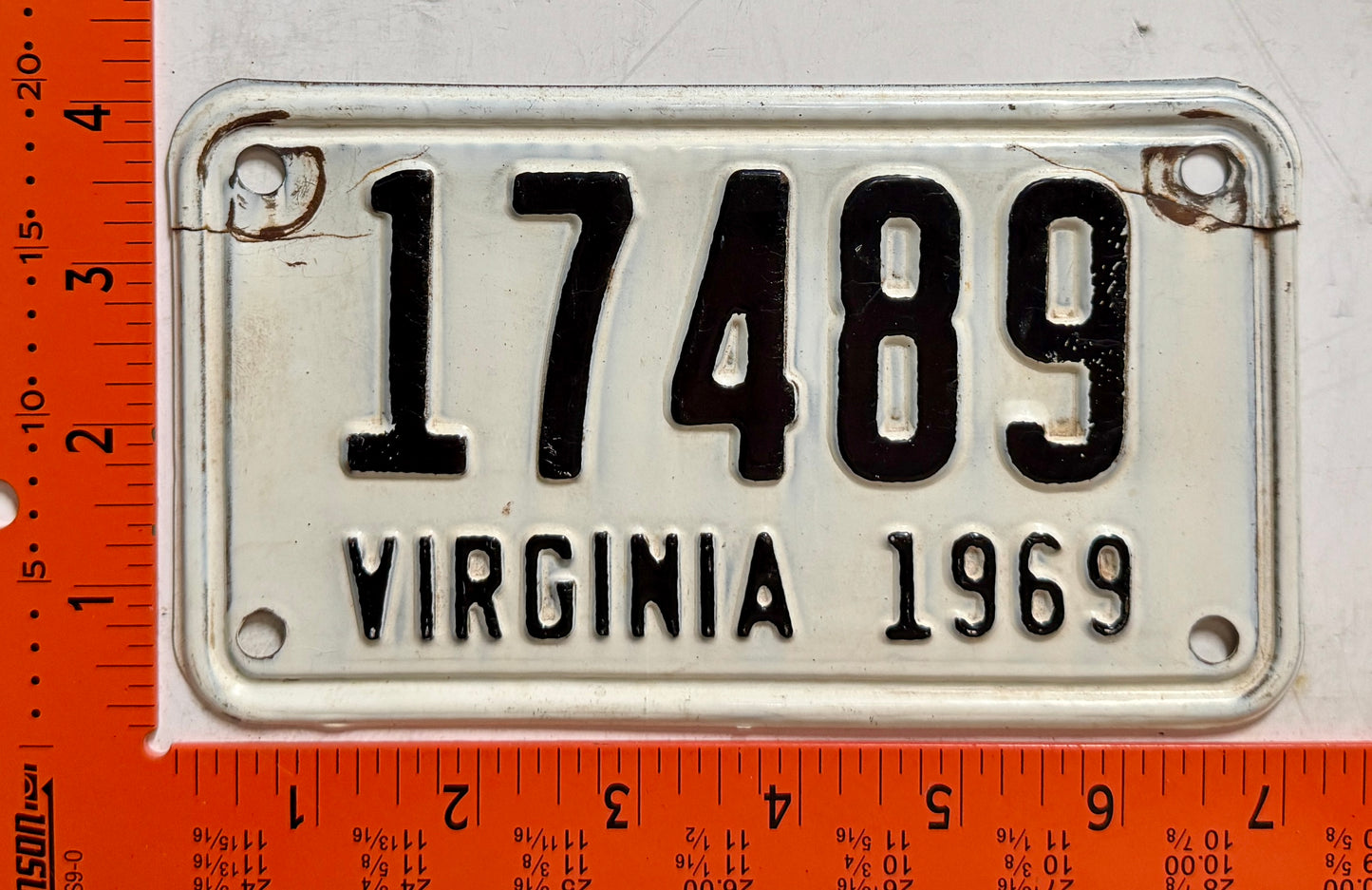 1969 Virginia #17589 Motorcycle License Plate