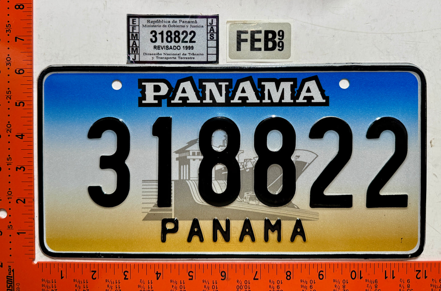 1999 Panama #318822 Passenger License Plate