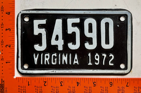 1972 Virginia #54590 Motorcycle License Plate
