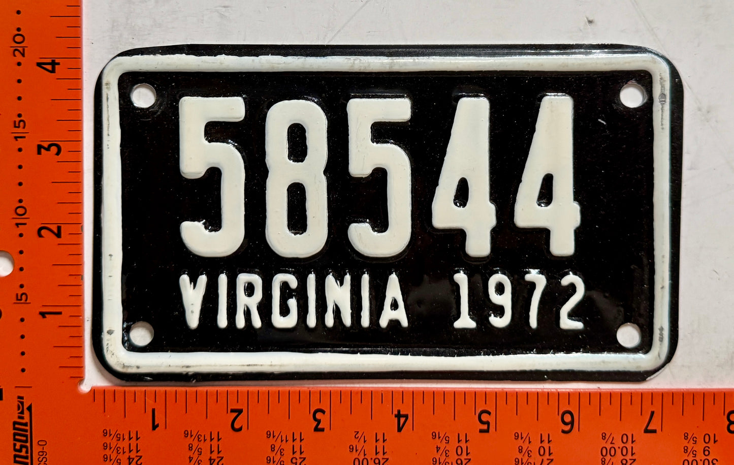 1972 Virginia #58544 Motorcycle License Plate