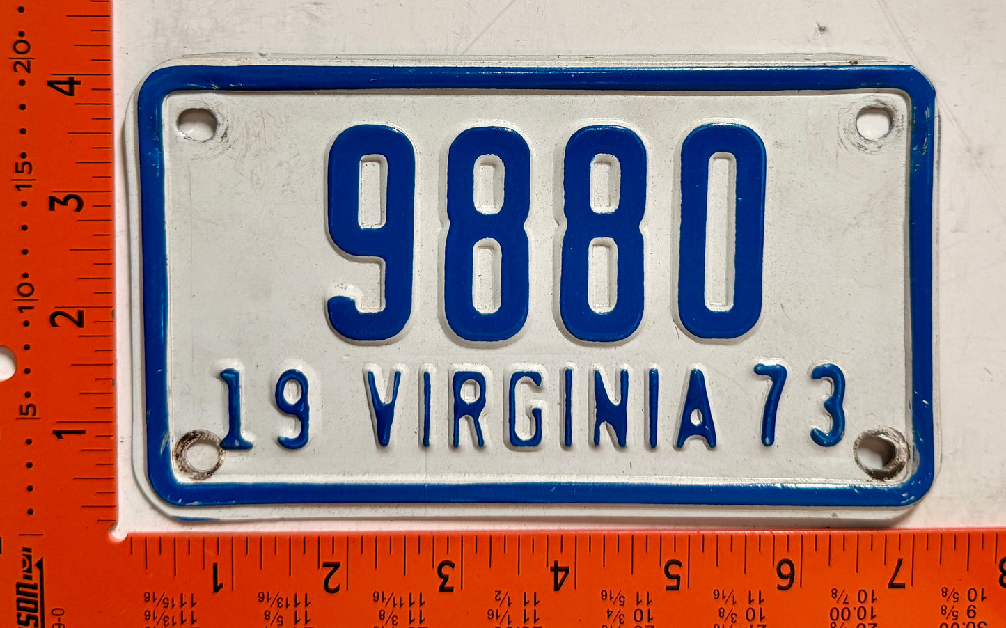 1973 Virginia #9880 Motorcycle License Plate
