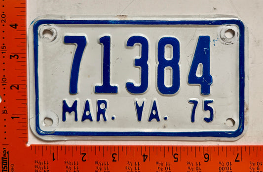 1975 Virginia #71384 Motorcycle License Plate