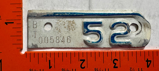 1952 Kansas #B/T-005846 Passenger License Plate Date Tab