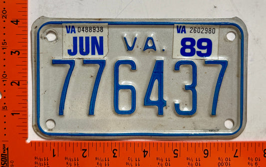 1989 Virginia #776437 Motorcycle License Plate