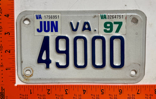 1997 Virginia #49000 Motorcycle License Plate