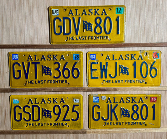 Group of 5 Alaska Passenger License Plates (Crafter)