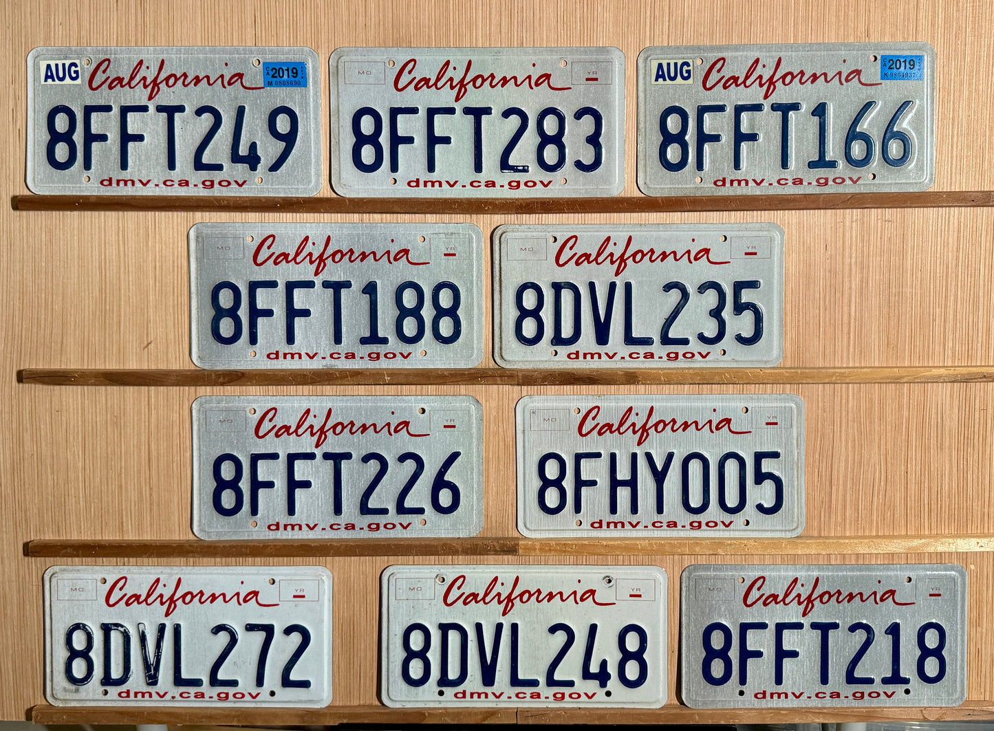 Group of 10 California Passenger License Plates (Crafter)