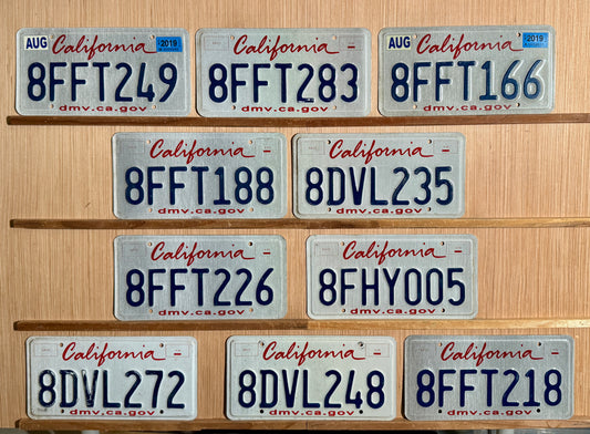 Group of 10 California Passenger License Plates (Crafter)