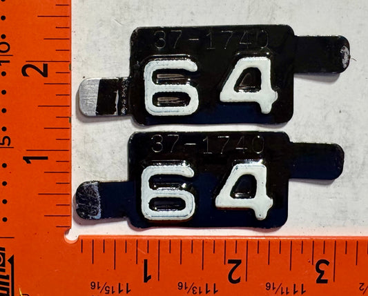 1964 Montana #37-1740 Passenger License Plate Date Tab PAIR