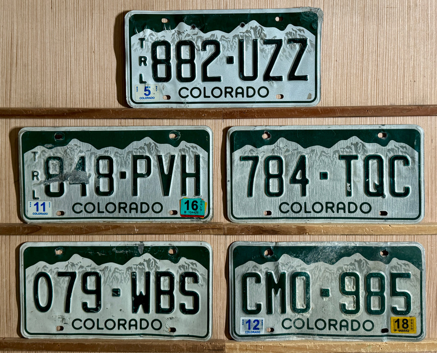 Group of 5 Colorado Passenger/Trailer License Plates (Crafter)