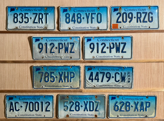 Group of 10 Connecticut Passenger/Combination License Plates (Crafter)