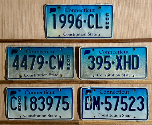 Group of 5 Connecticut Passenger/Combination License Plates (Crafter)