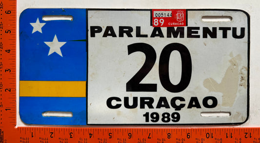 1989 Curacao #20 Parliament License Plate