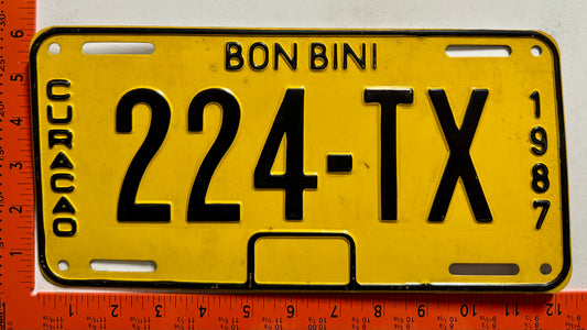 1987 Curacao #224-TX Taxi License Plate