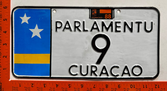 1988 Curacao #9 Parliament License Plate