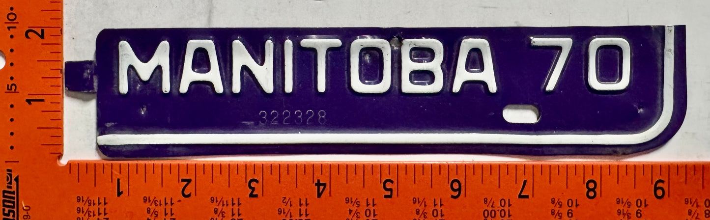 1970 Manitoba #322328 Passenger License Plate Renewal Tab