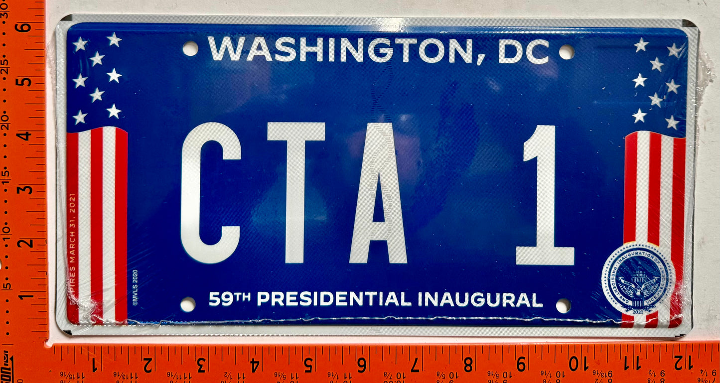 2021 Washington, DC #CTA 1 Presidential Inaugural License Plate