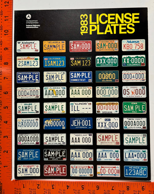 1983 DOT License Plate Guide