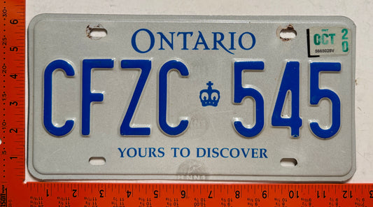 2020 Ontario #CFZC 545 Passenger License Plate