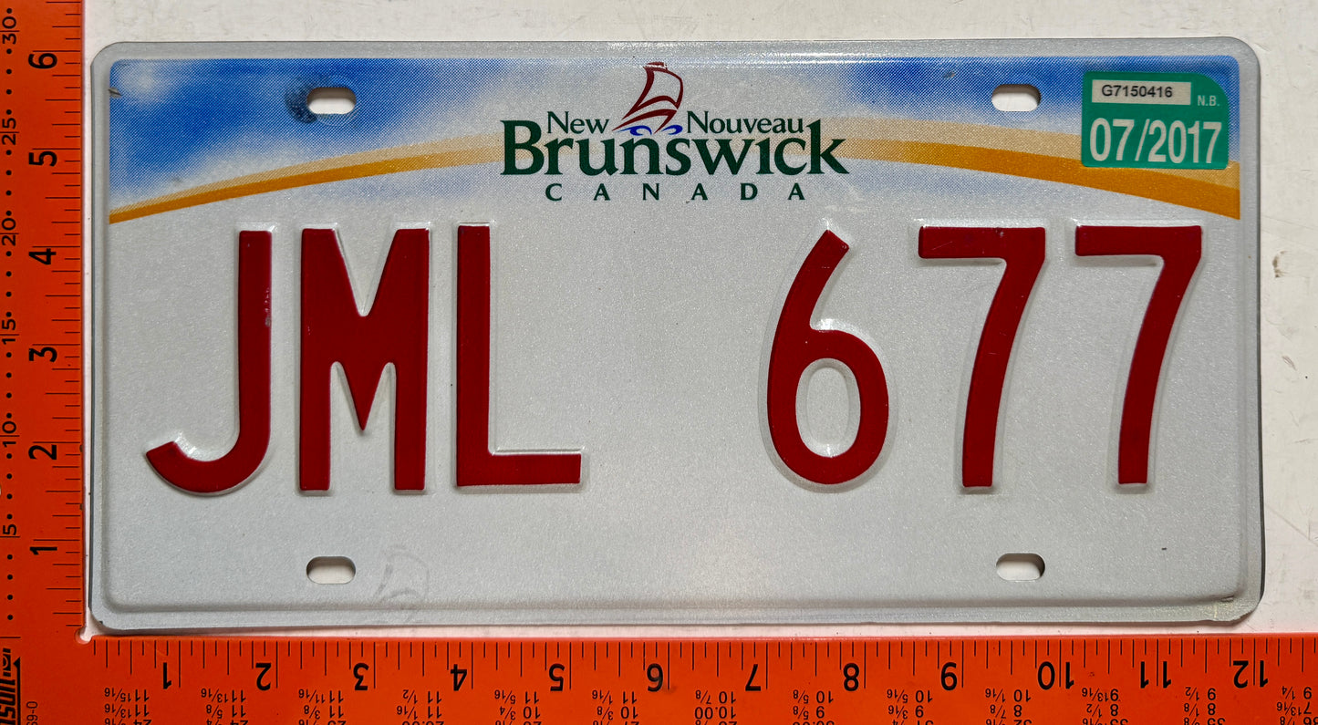 2017 New Brunswick #JML 677 Passenger License Plate