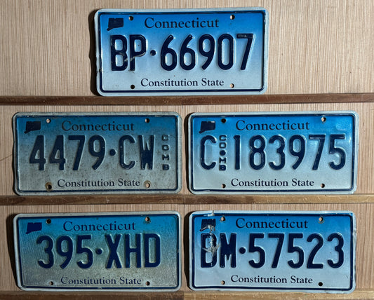 Group of 5 Connecticut Passenger/Combination License Plates (Crafter)