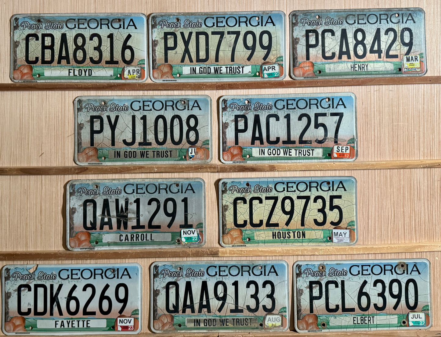 Group of 10 Georgia Passenger License Plates (Crafter)