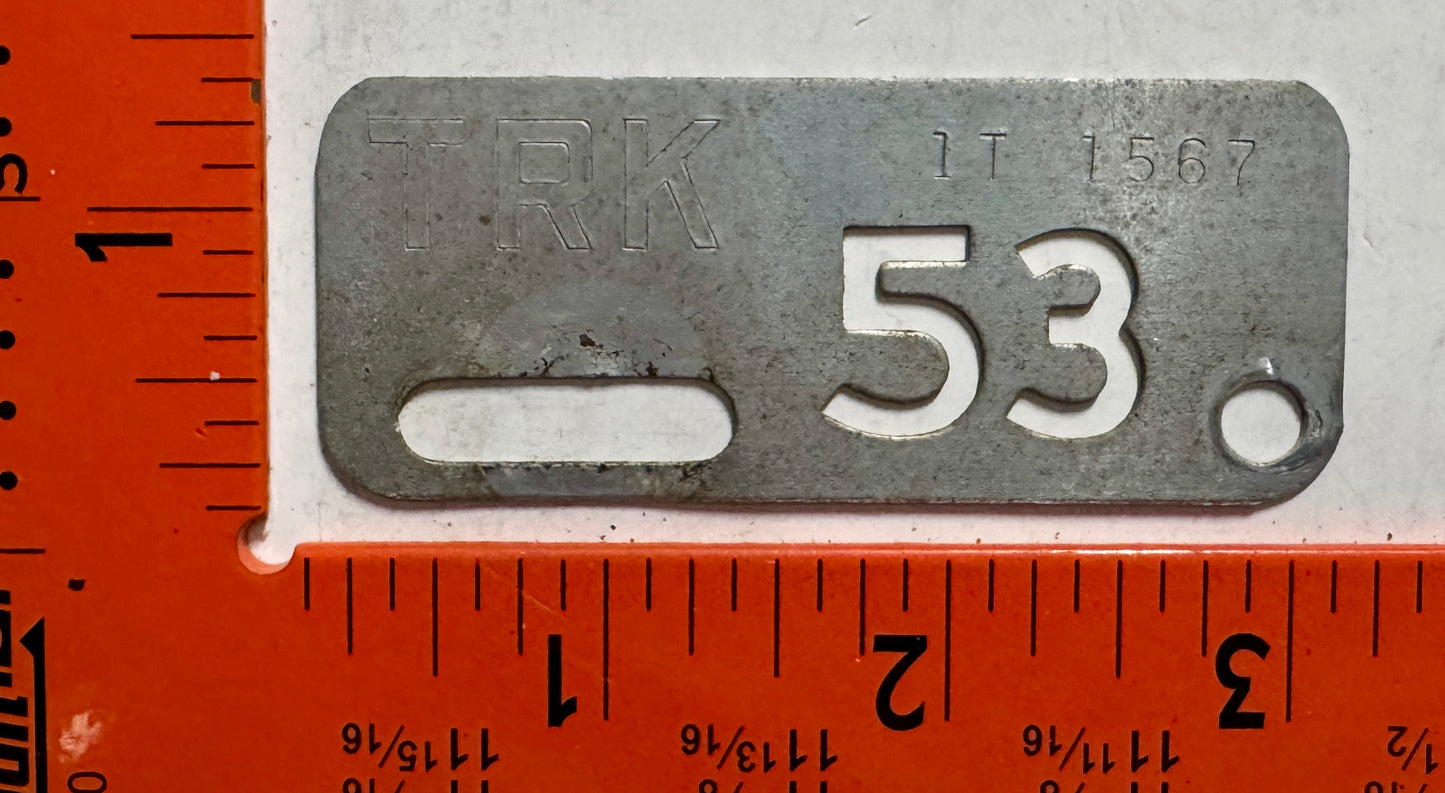 1953 Hawaii #1T 1567 Truck License Plate Date Tab