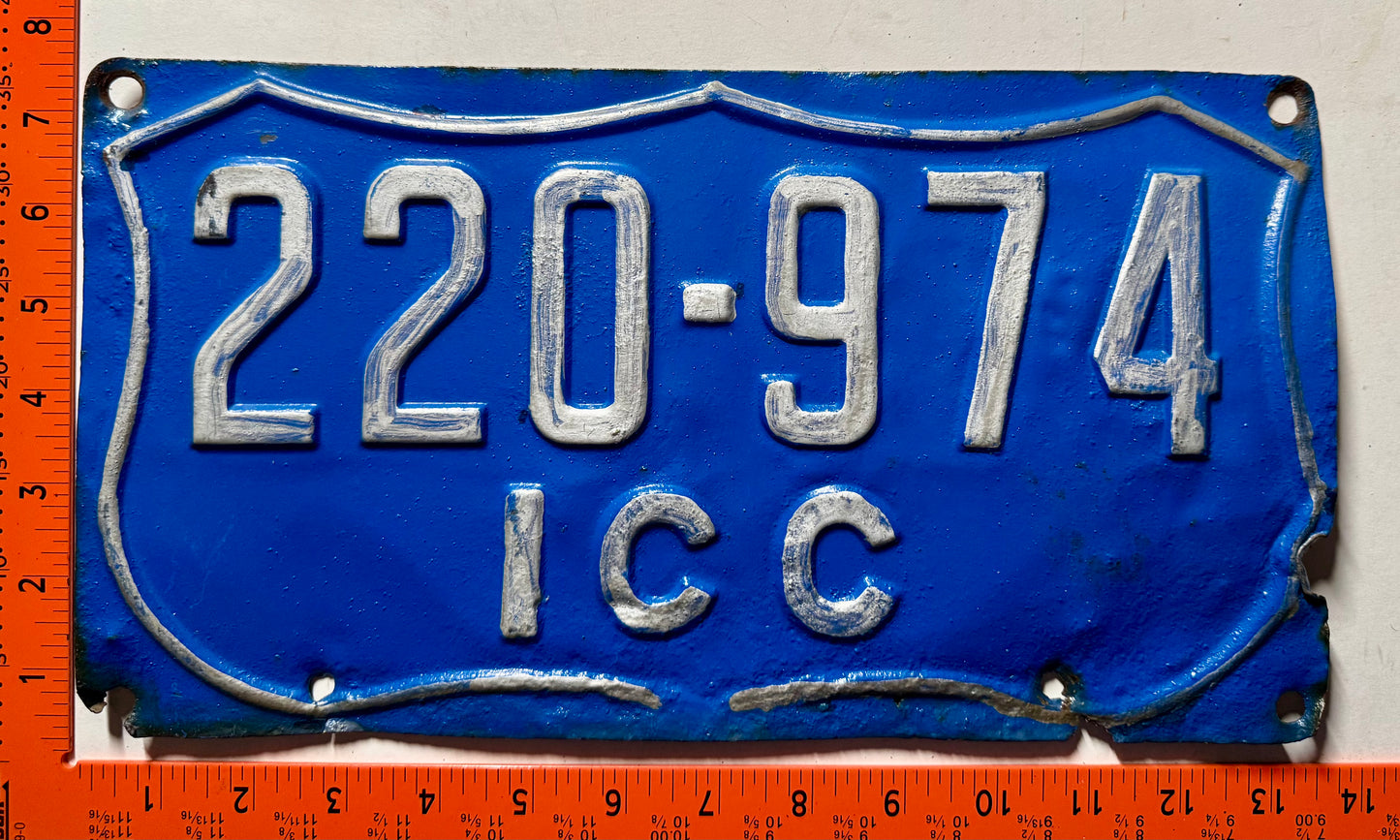 undated ICC #220-974 Truck License Plate (Repaint)