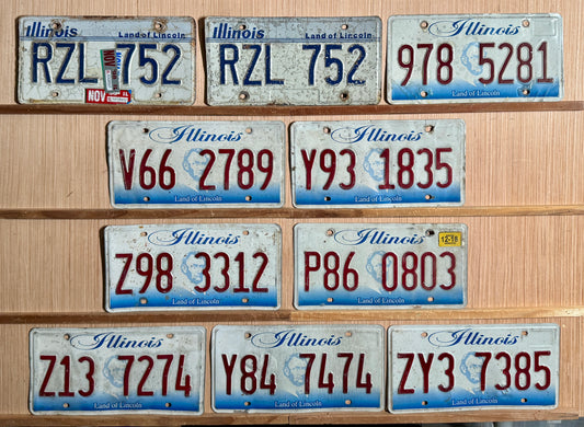 Group of 10 Illinois Passenger License Plates (Crafter)