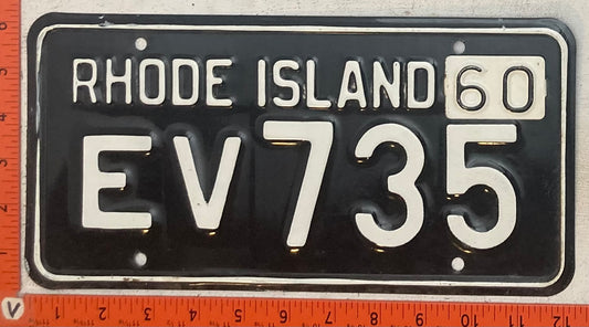 1960 Rhode Island #EV 735 Passenger License Plate