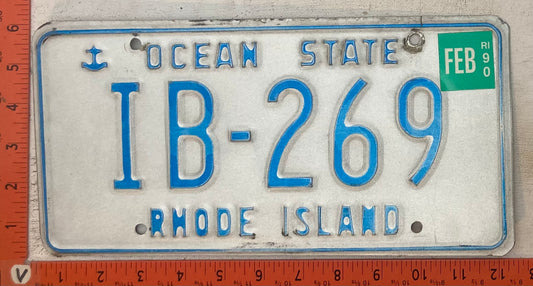 1990 Rhode Island #IB-269 Passenger License Plate