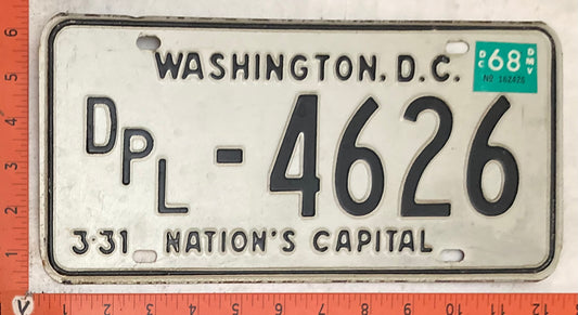 1968 Washington, DC #DPL-4626 Diplomat License Plate