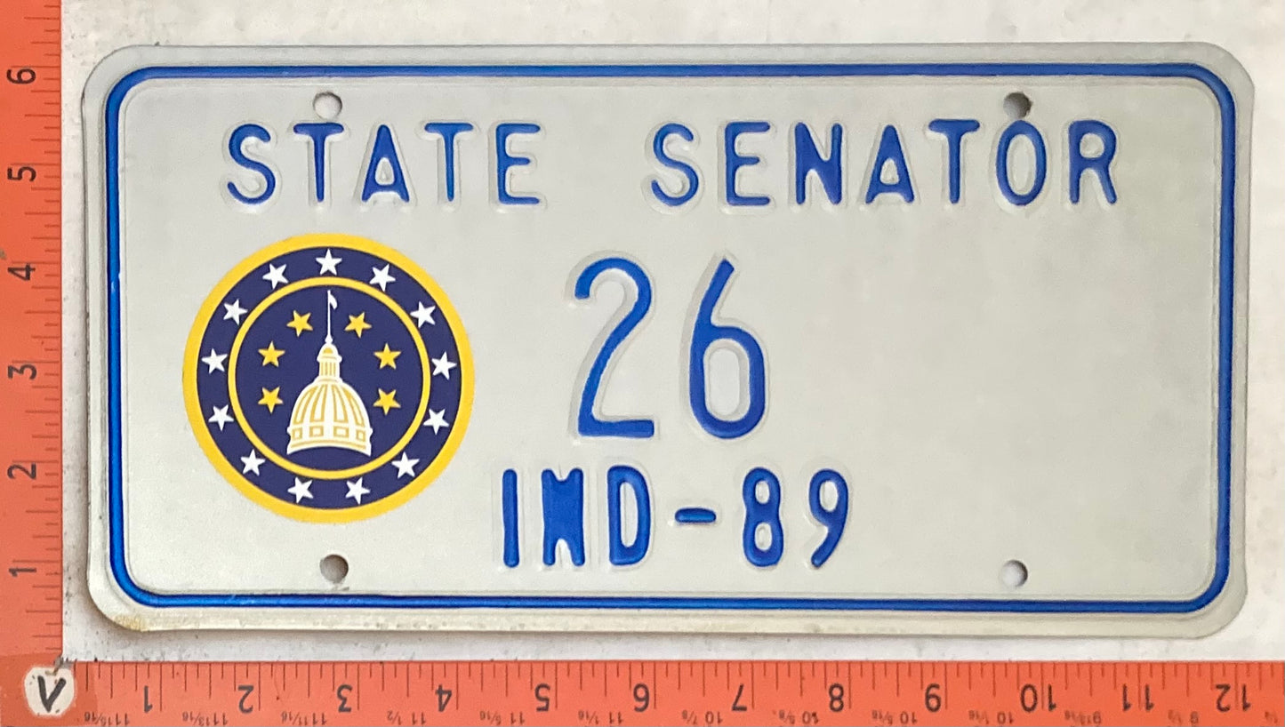 1989 Indiana #26 STATE SENATOR Passenger License Plate
