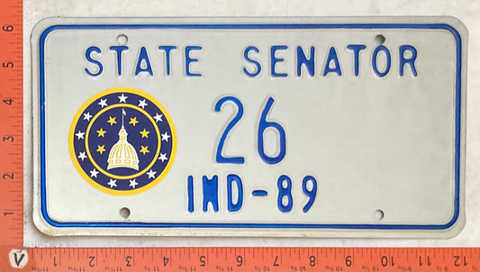 1989 Indiana #26 STATE SENATOR Passenger License Plate