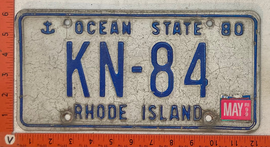 1999 Rhode Island #KN-84 Passenger License Plate