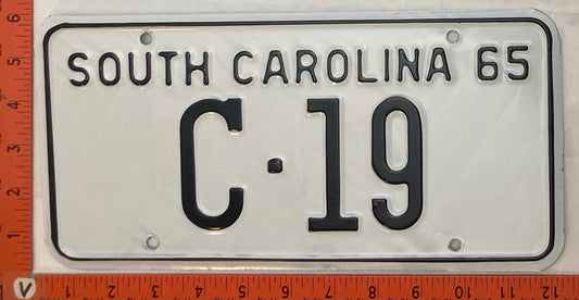 1965 South Carolina #C-19 Passenger License Plate