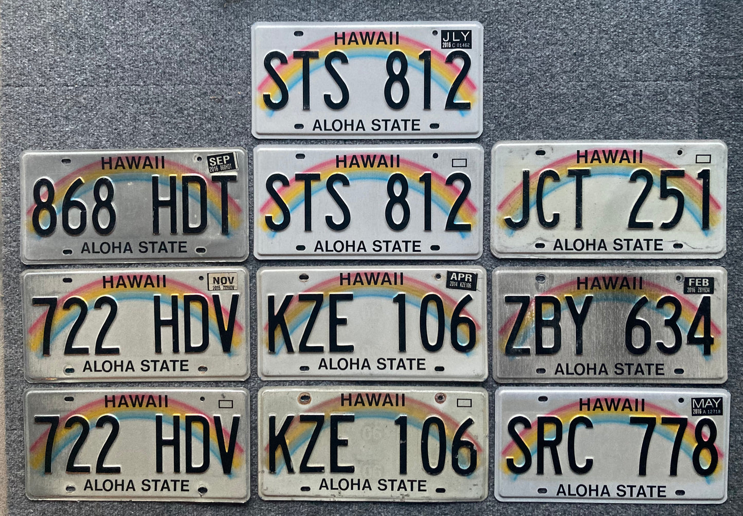 Group of 10 Hawaii Passenger/Truck License Plates (Crafter)